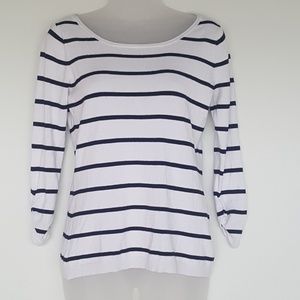 Express Women's Black & White Striped Sweater EUC